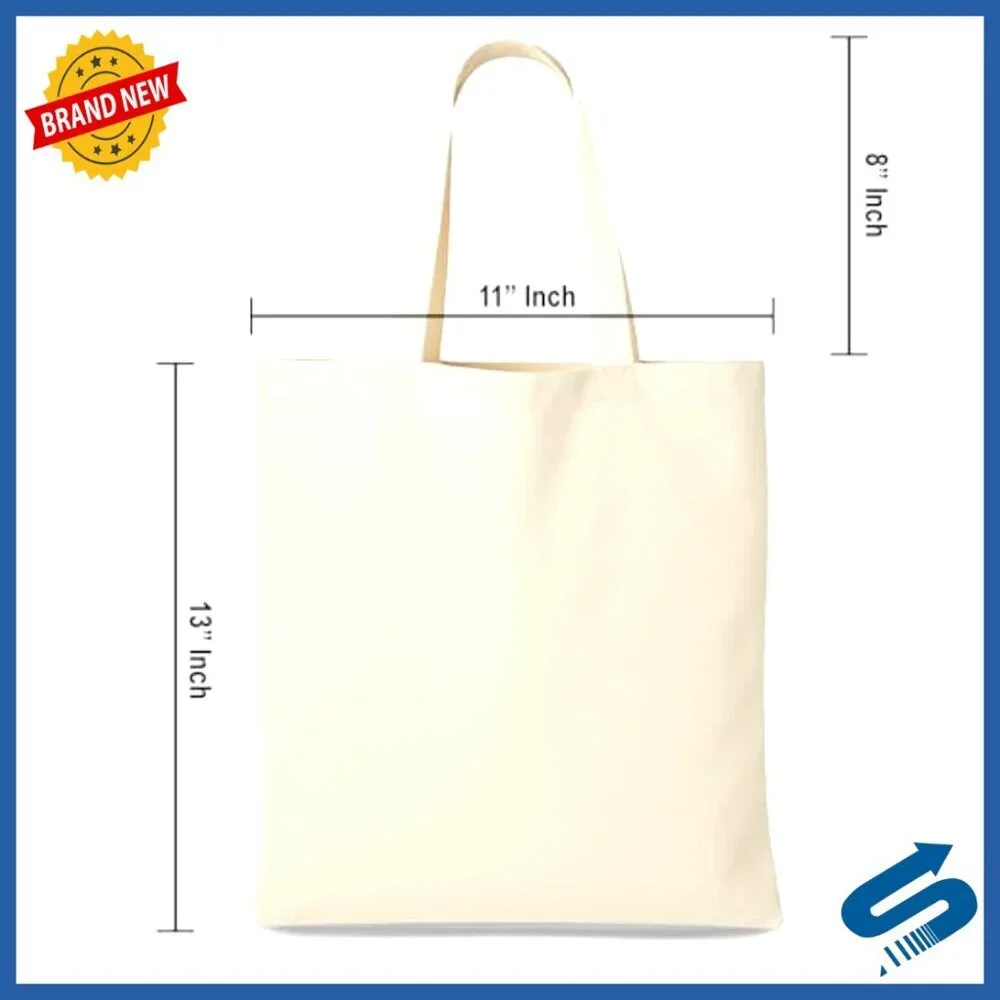 Natural Canvas Tote Bags Bulk Pack DIY Crafting Embroidery Reusable Grocery